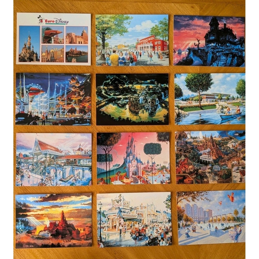 Euro Disney 1992 LOT OF 11 Pre-opening Concept Art POSTCARDS Disneyland Paris